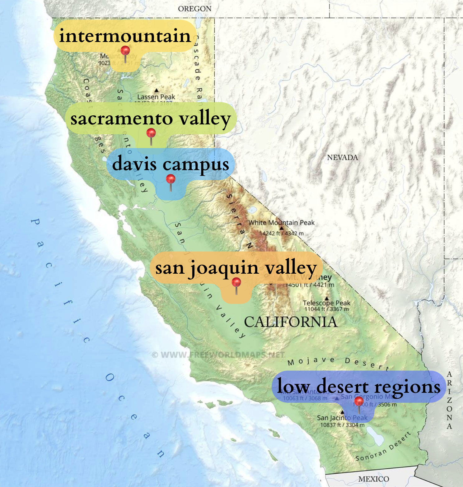 people map of california
